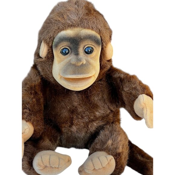 Hosung Brown Chimpanzee Plush Puppet With Flocked Face 12" Soft  Collectible - Picture 2 of 11